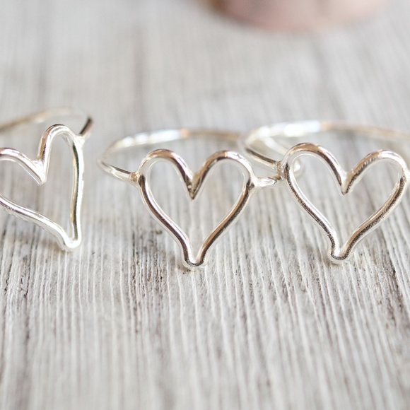 Open heart ring in shiny sterling silver NWT - Picture 4 of 5